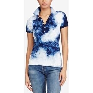 Polo Ralph Lauren Womens Tie Dye Polo Shirt Little Pony Preppy Size S Stretch